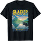 Glacier National Park Montana Moose On A Lake Landscape T-Shirt - T-Shirt | Black