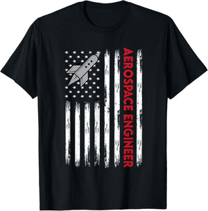 Aerospace Engineer USA Flag Design T-Shirt - T-Shirt | Black