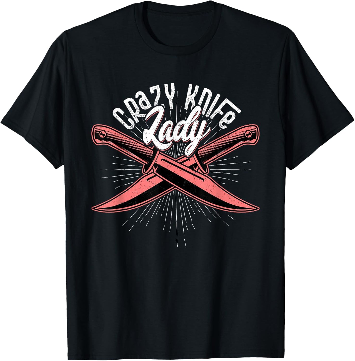 Crazy Knife Lady Knife Collector Hobby T-Shirt - T-Shirt | Black