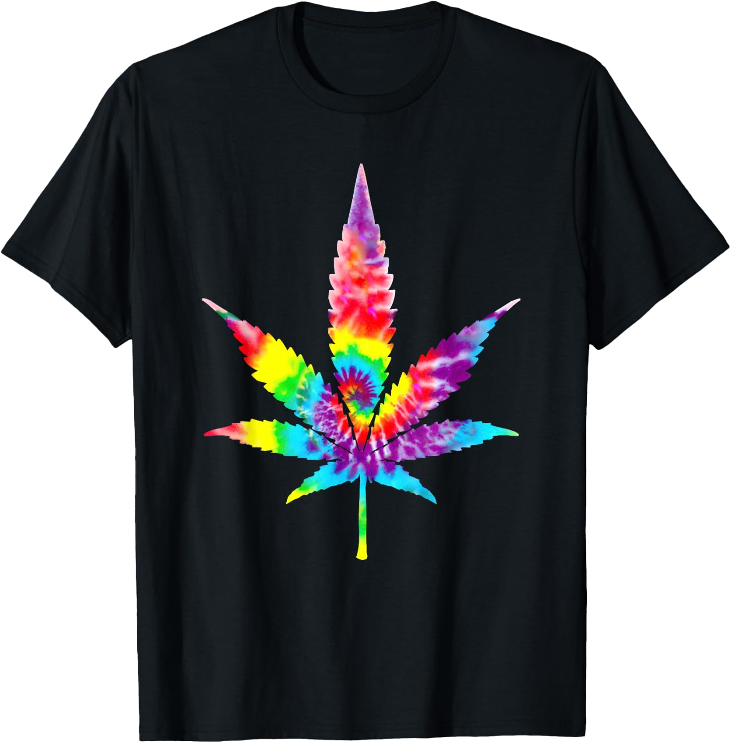Tie Dye Weed Magic Mushrooms Cannabis 420 Trippy Hippie Gift T-Shirt - T-Shirt | Black