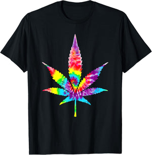 Tie Dye Weed Magic Mushrooms Cannabis 420 Trippy Hippie Gift T-Shirt - T-Shirt | Black