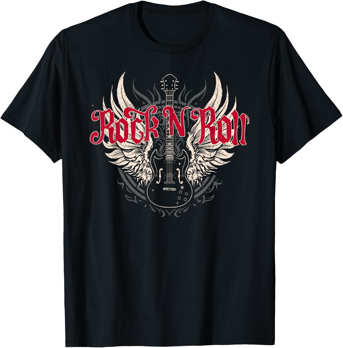 Rock n Roll Guitar Retro Band Concert T-Shirt - T-Shirt | Black