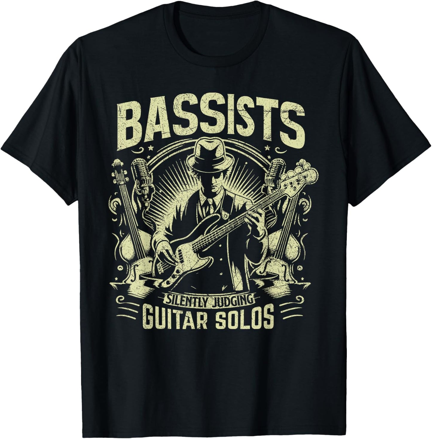 Bassists silently judging Guitar Solos Bass Player T-Shirt - T-Shirt | Black
