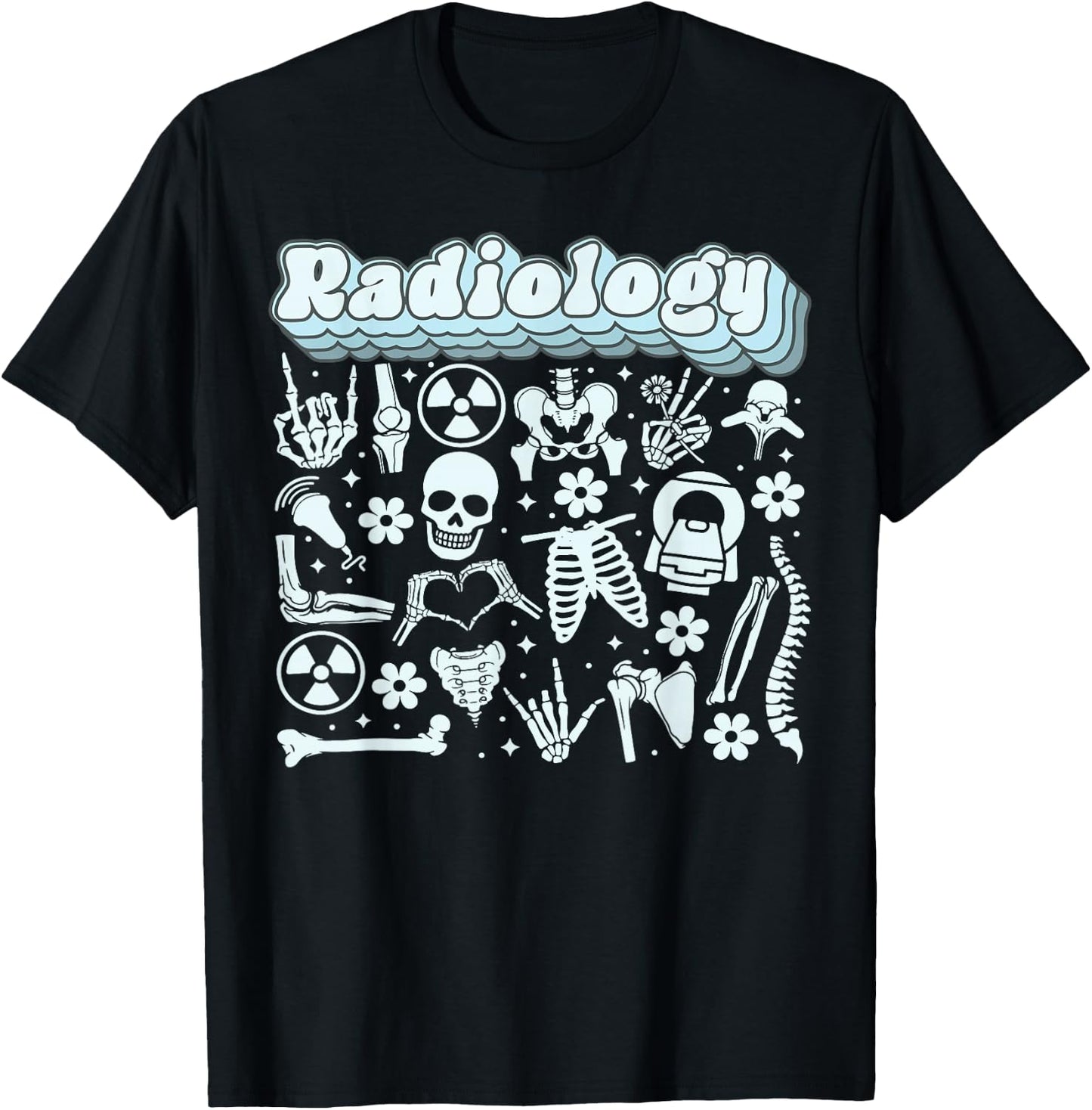 Retro Radiology X-ray Rad Tech Skeleton MRI Tech Graduation T-Shirt - T-Shirt | Black