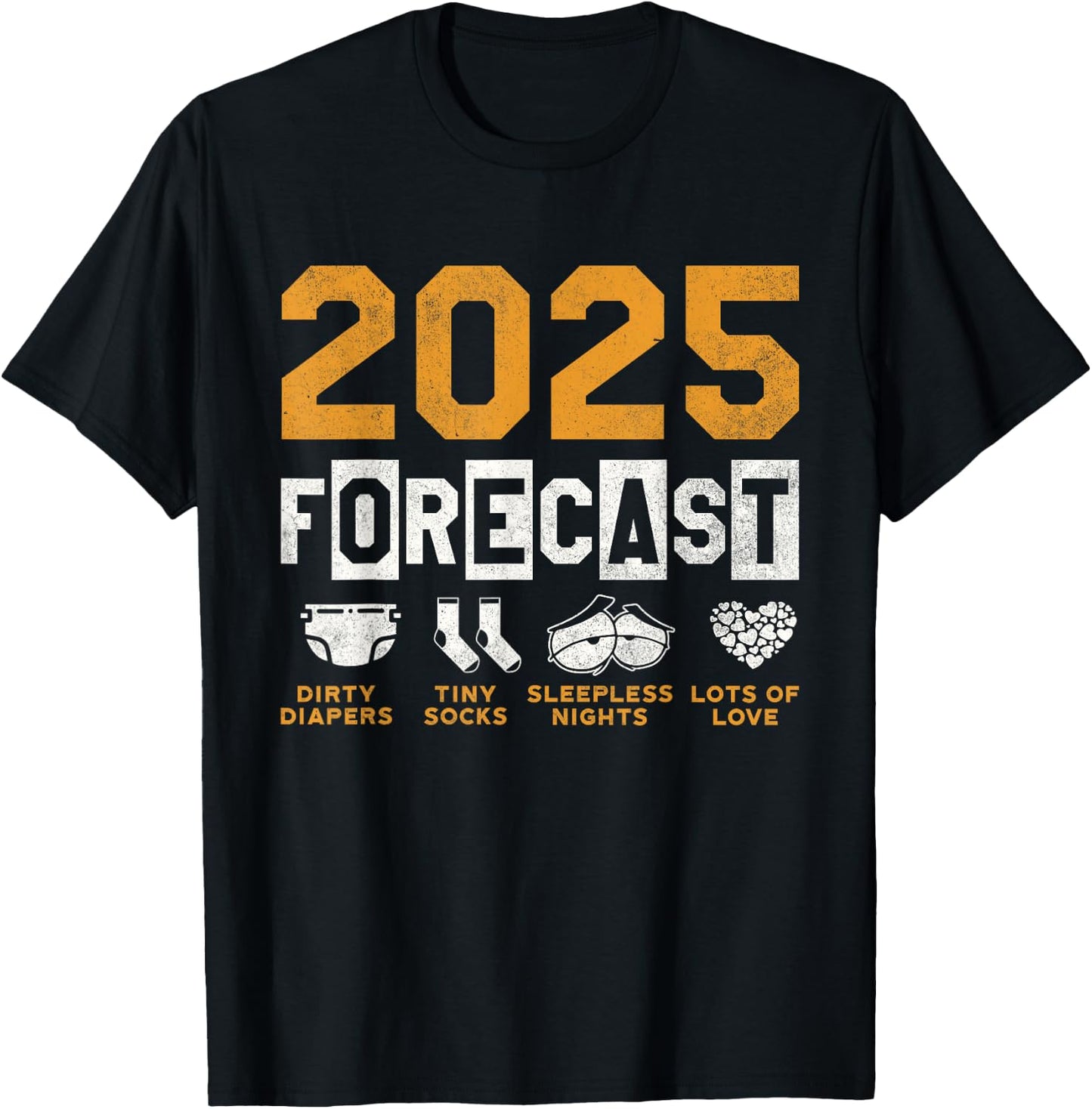 Funny New Dad Mom 2025 Forecast Pregnancy Announce Baby T-Shirt - T-Shirt | Black