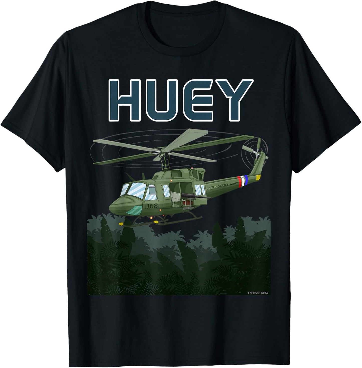 Huey Army Helicopter Military Armed Forces Helicopter T-Shirt - T-Shirt | Black