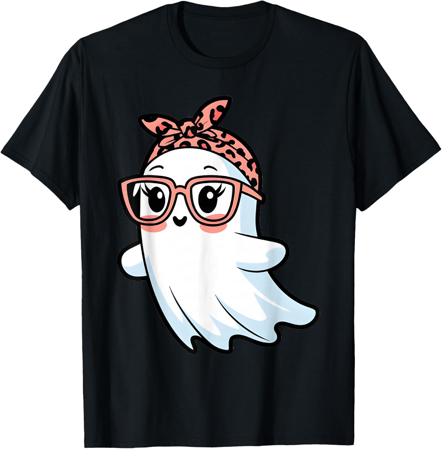 Cute Halloween Ghost Glasses Girl Ghost Costume Eyeglass T-Shirt - T-Shirt | Black