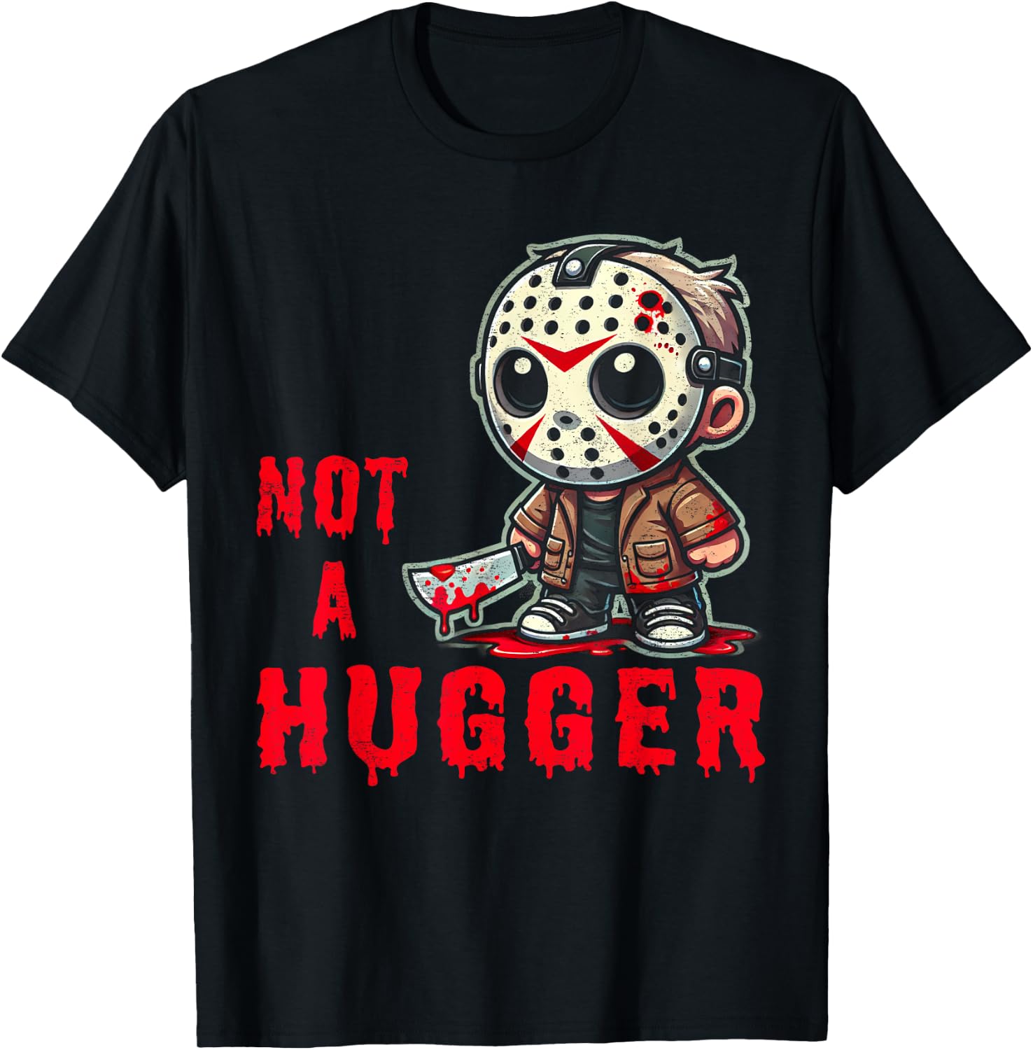 Not Funny Outfits Mask Lovers Adorable Movie Happily Huggers T-Shirt - T-Shirt | Black
