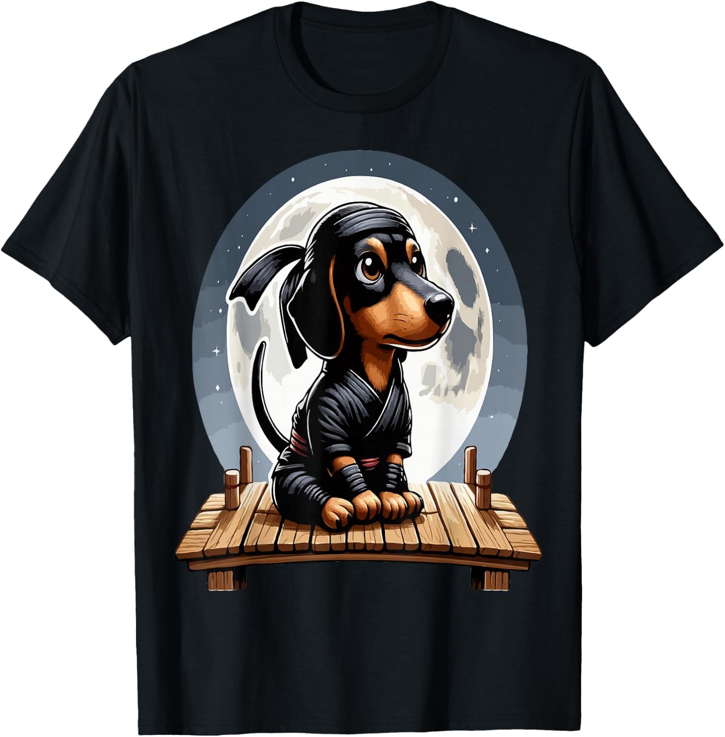 Funny Ninja Dachshund T-Shirt - T-Shirt | Black