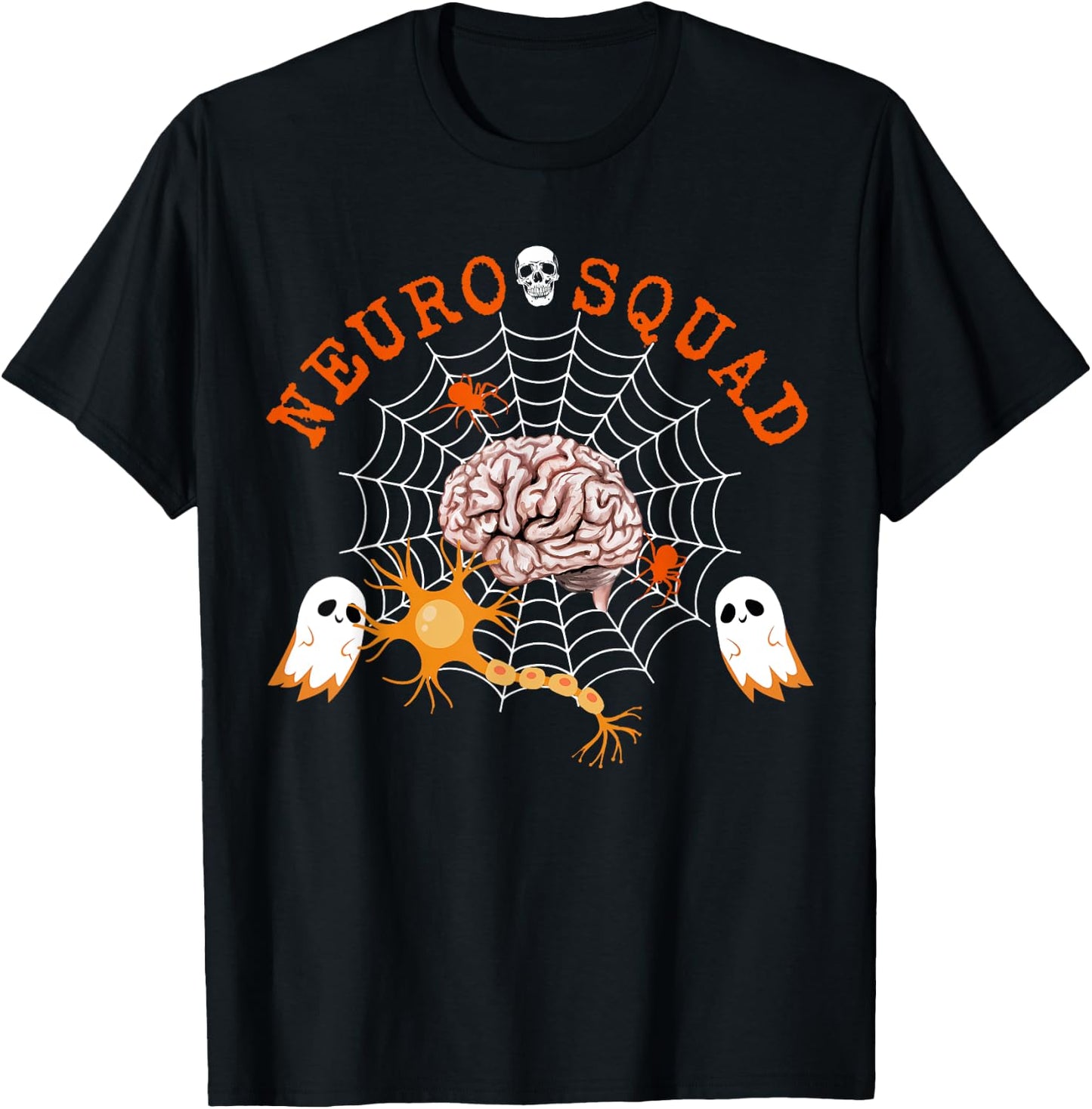 Neuro Nurse Squad Brain Anatomy Ghost Neuron Phd Science T-Shirt - T-Shirt | Black