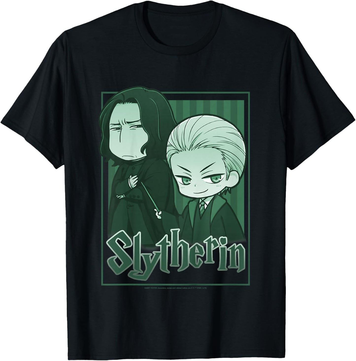 Kids Harry Potter Slytherin Snape & Draco Anime T-Shirt - T-Shirt | Black