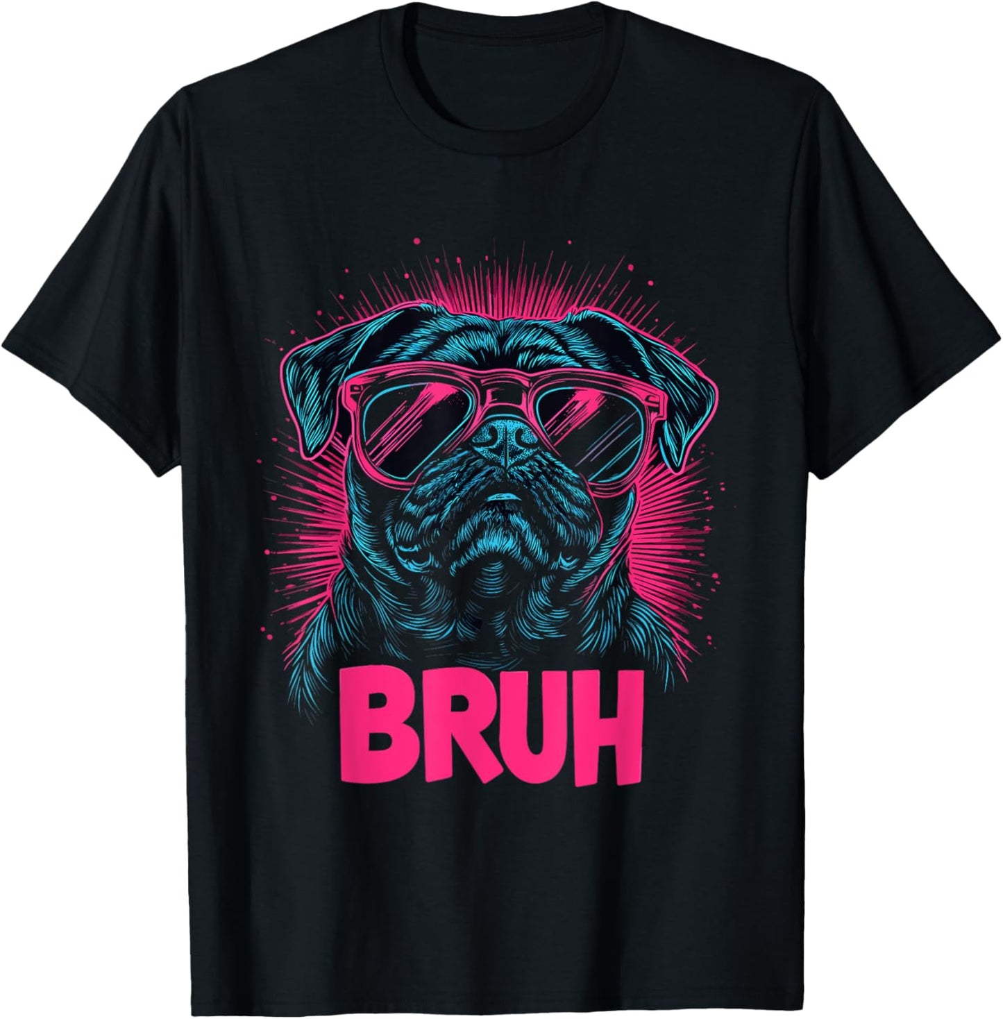 Pug says Bruh, Adorable Dog Funny Humor Fashion Men Kids T-Shirt - T-Shirt | Black