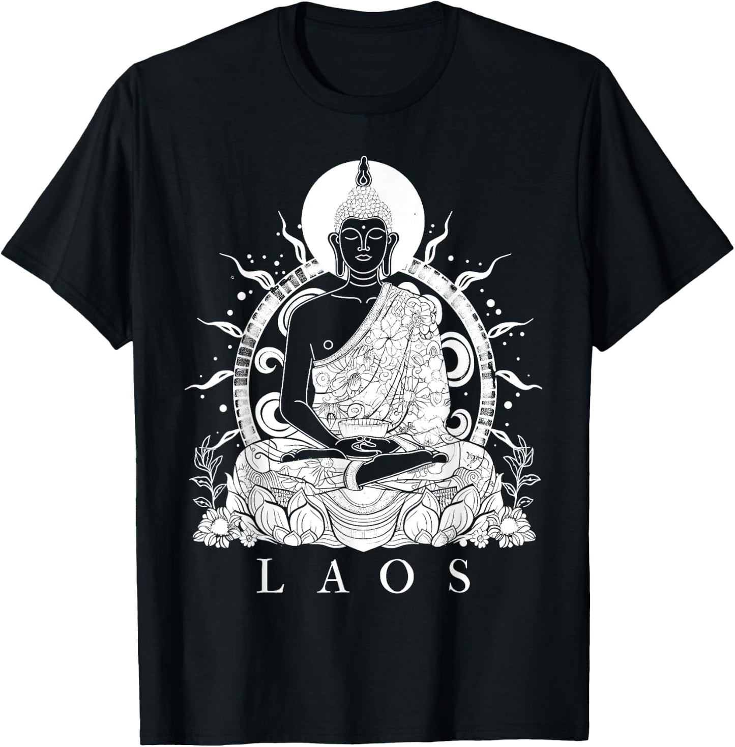 Laos Buddha Vintage Buddhist Souvenir T-Shirt - T-Shirt | Black