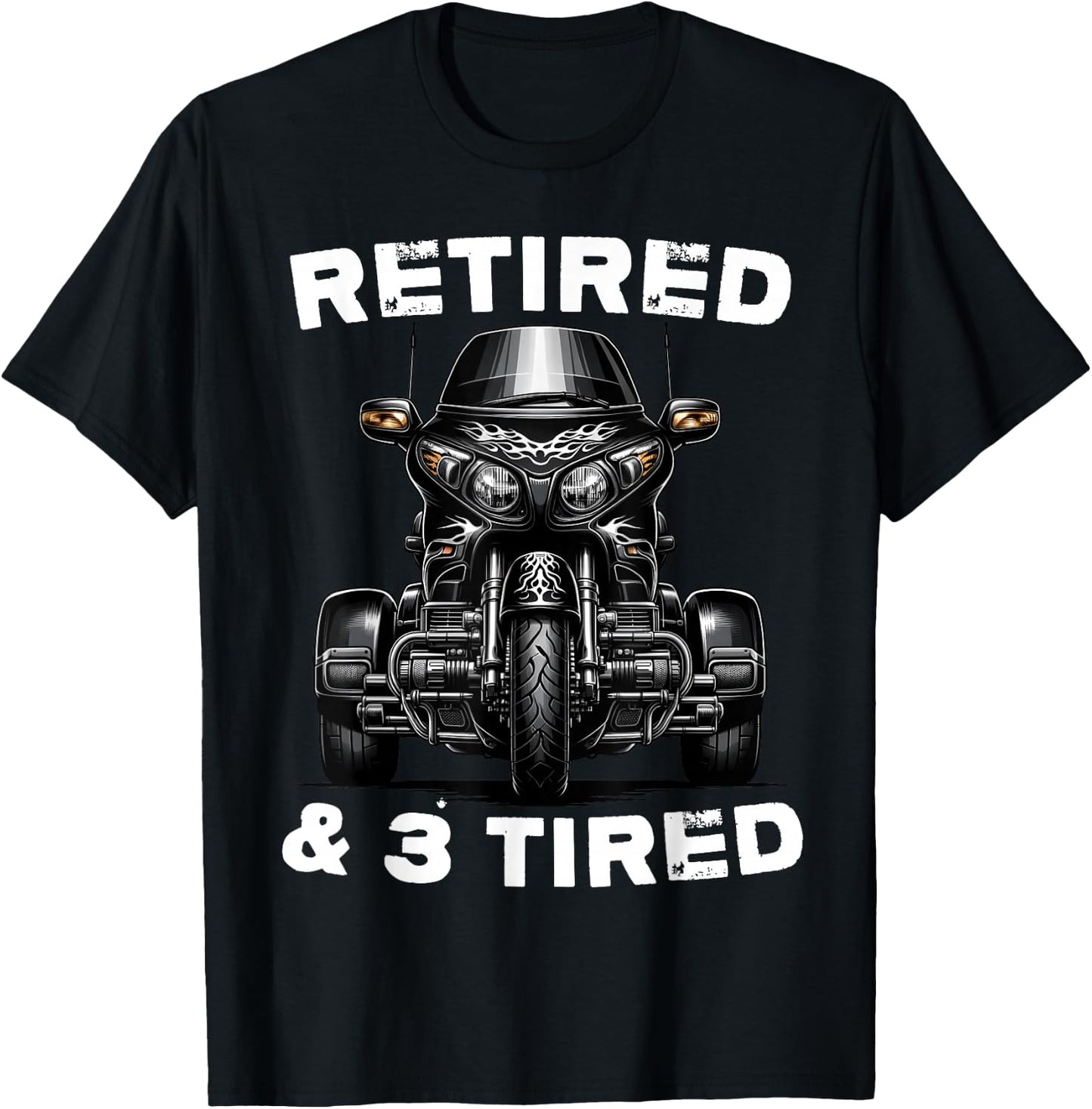 Retired Motorcycle trike Grandpa Three-wheeled Trike Dad T-Shirt - T-Shirt | Black