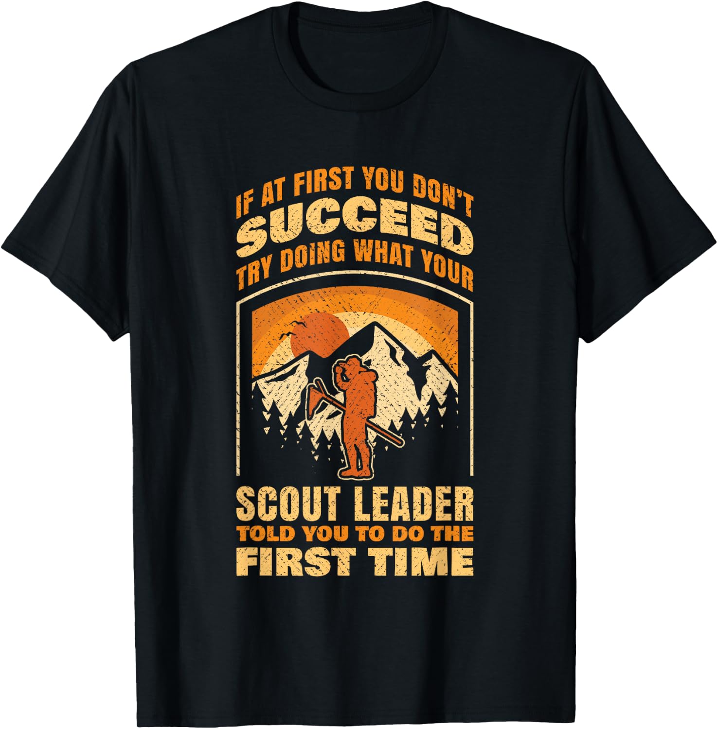Scout Leader Scouting Lovers Hiking Happy Camper Camp Funny T-Shirt - T-Shirt | Black