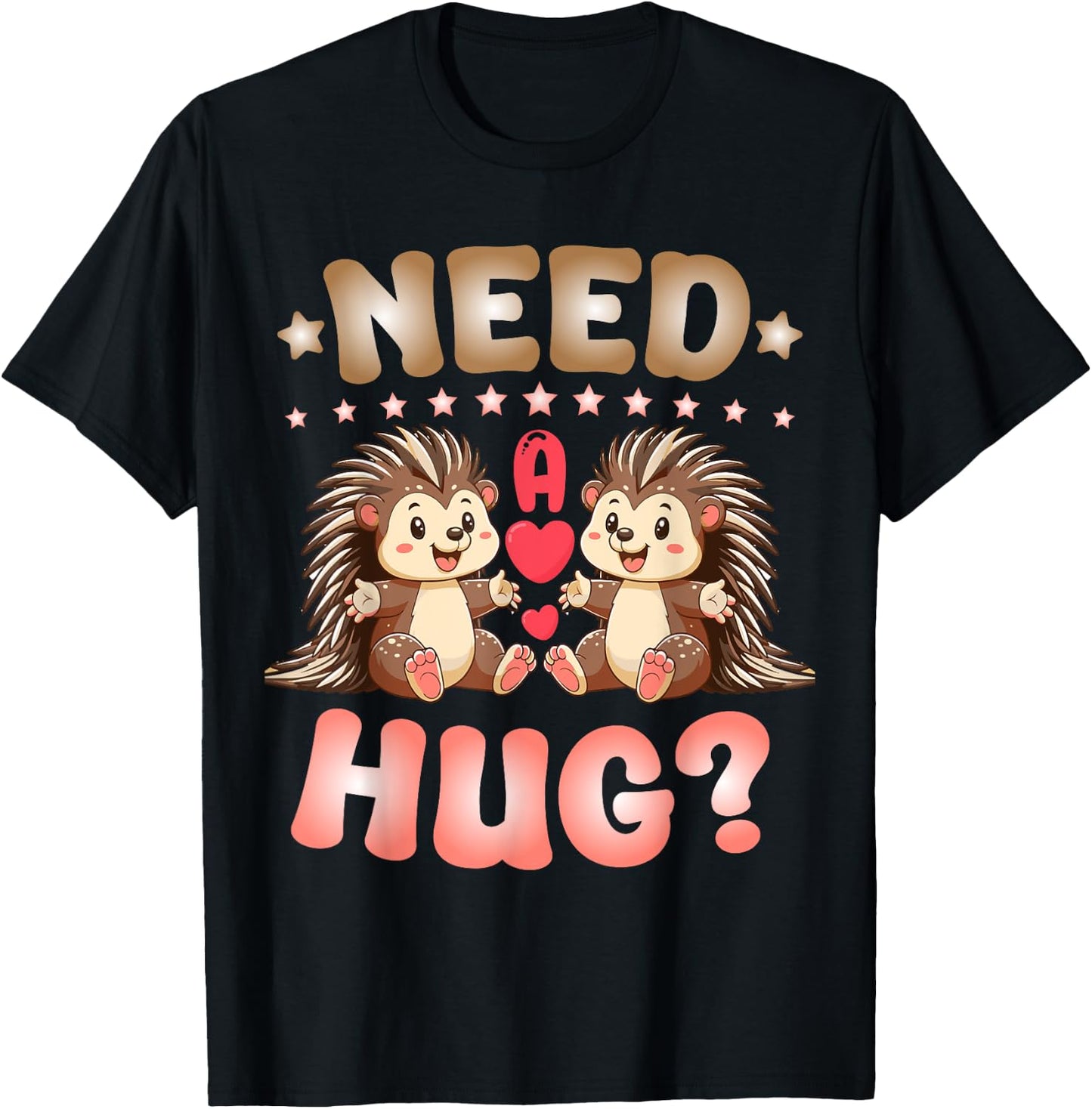 Porcupine Need A Hug T-Shirt - T-Shirt | Black