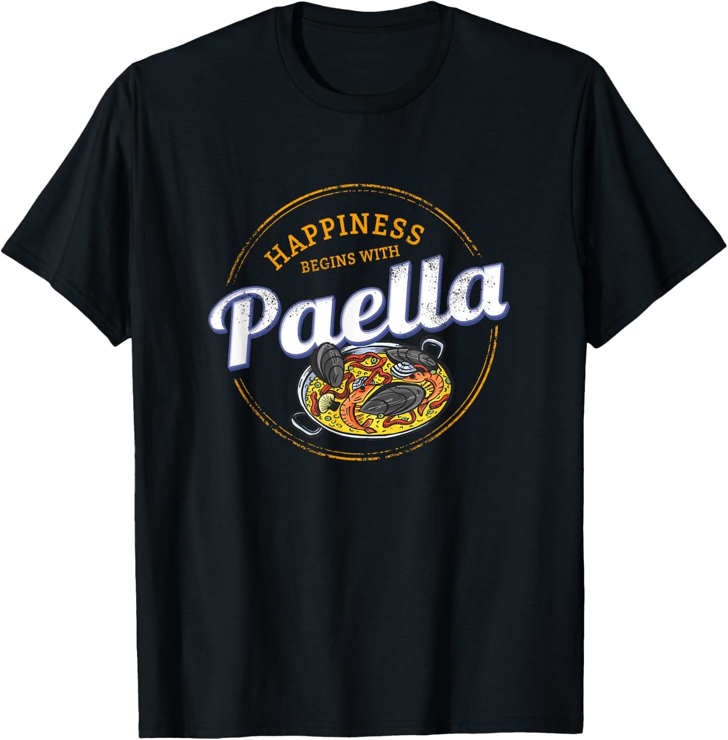 Paella Snack Vintage Spain Retro Paella Pan Souvenir T-Shirt - T-Shirt | Black