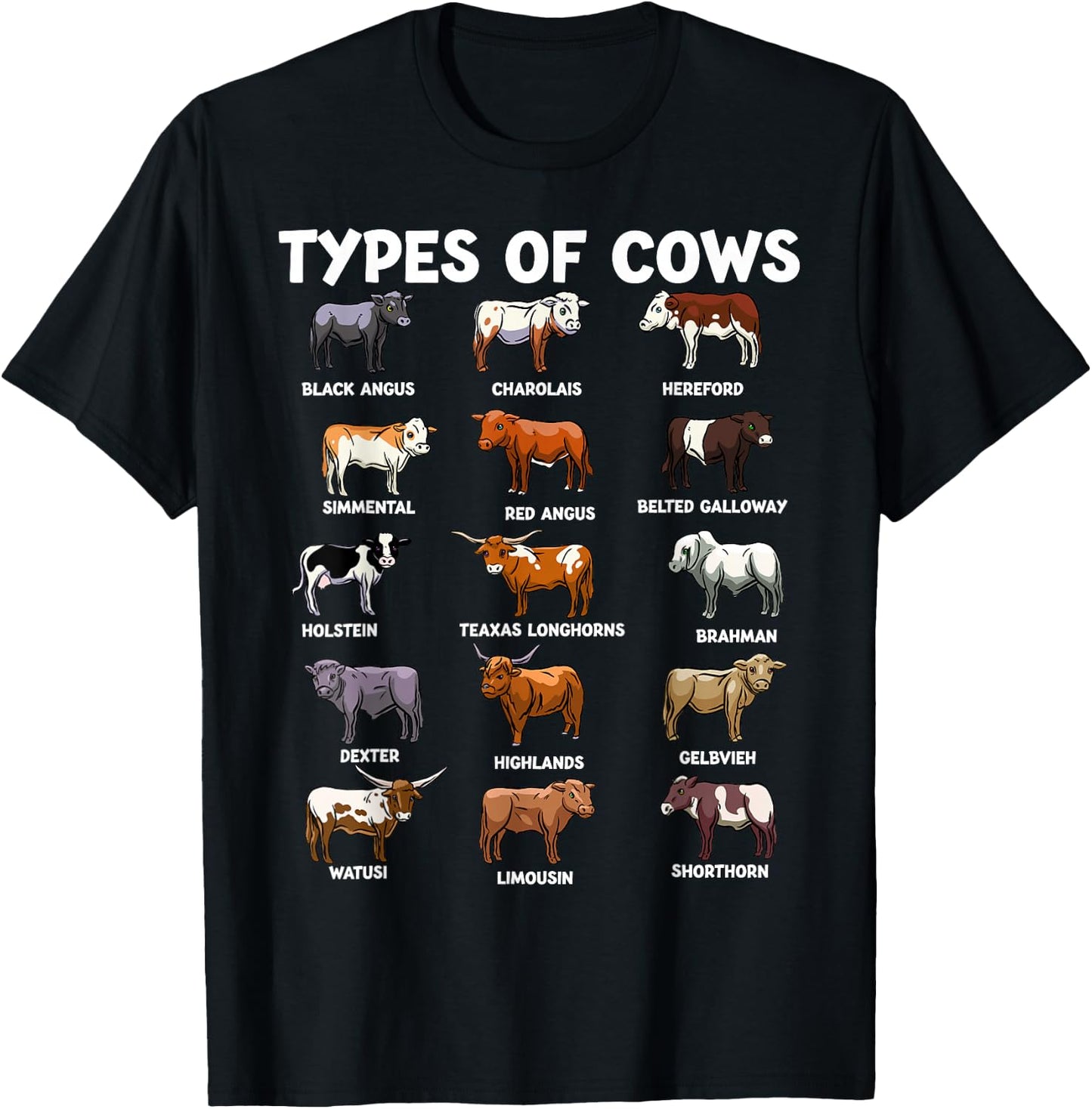 Types Of Cows Funny Farmer Cow Costume Cute Farming T-Shirt - T-Shirt | Black