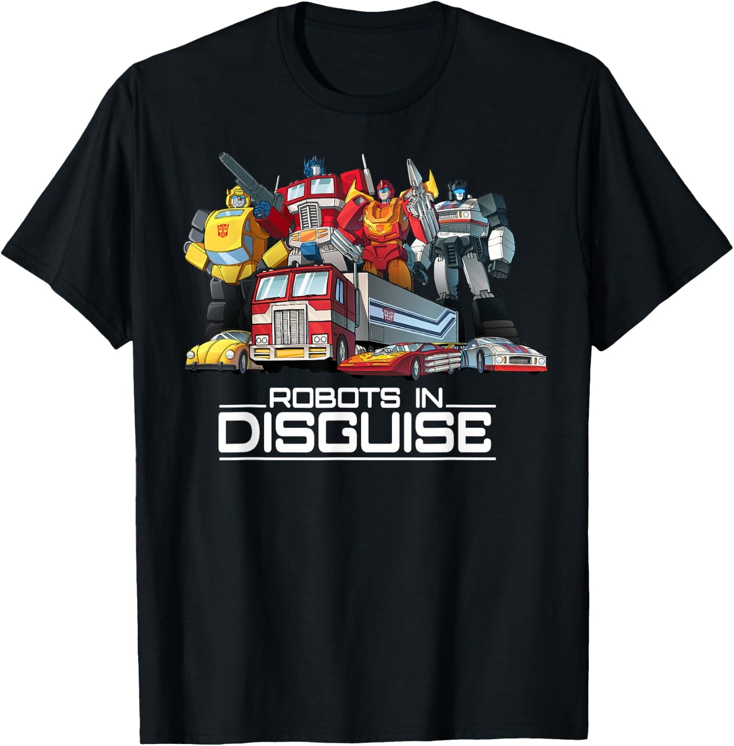 Transformers Robots In Disguise Vintage Retro Autobots Group T-Shirt - T-Shirt | Black