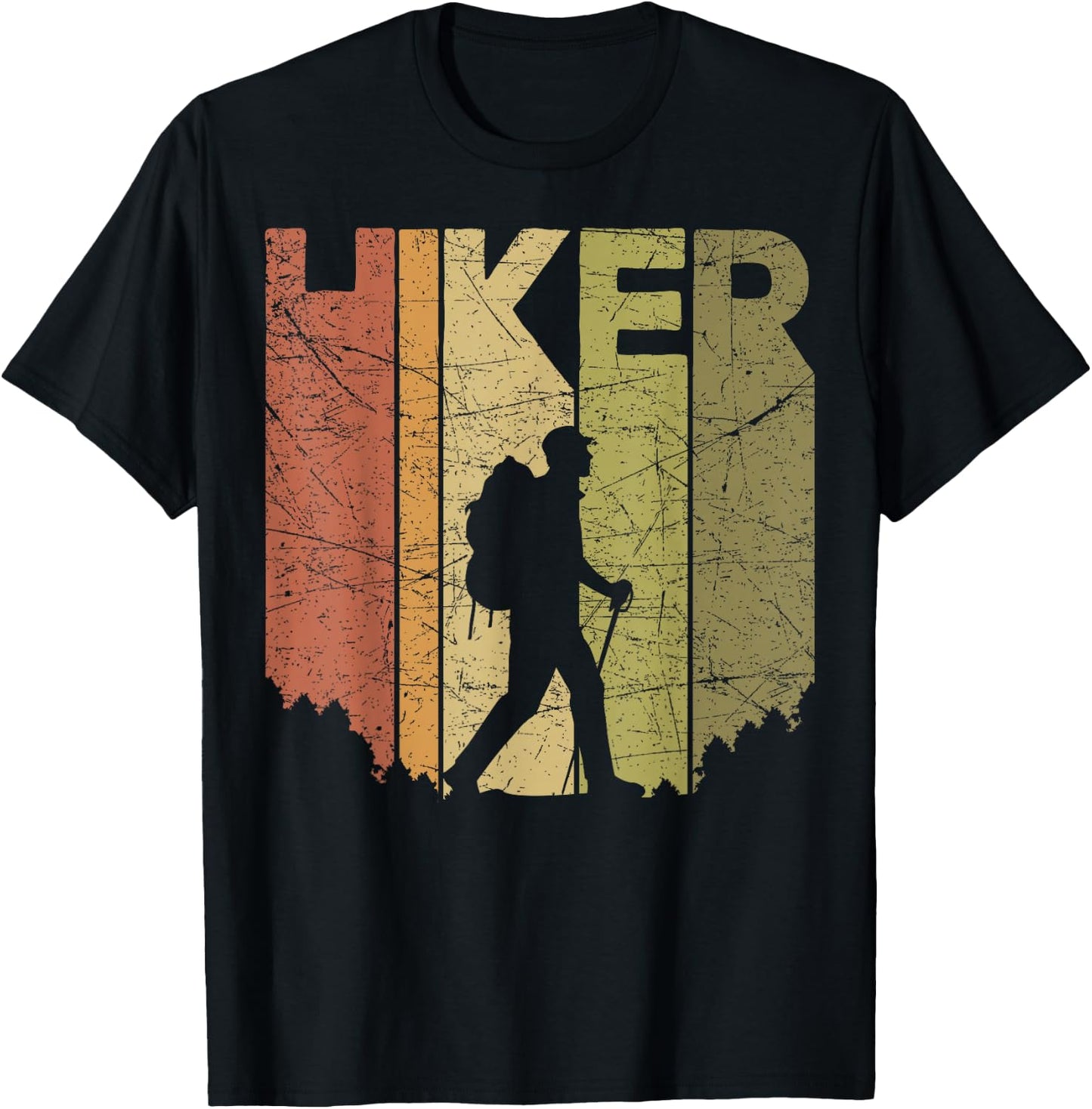 Hiker Vintage Outdoor Hiking Retro Mountain Hiker Graphic T-Shirt - T-Shirt | Black
