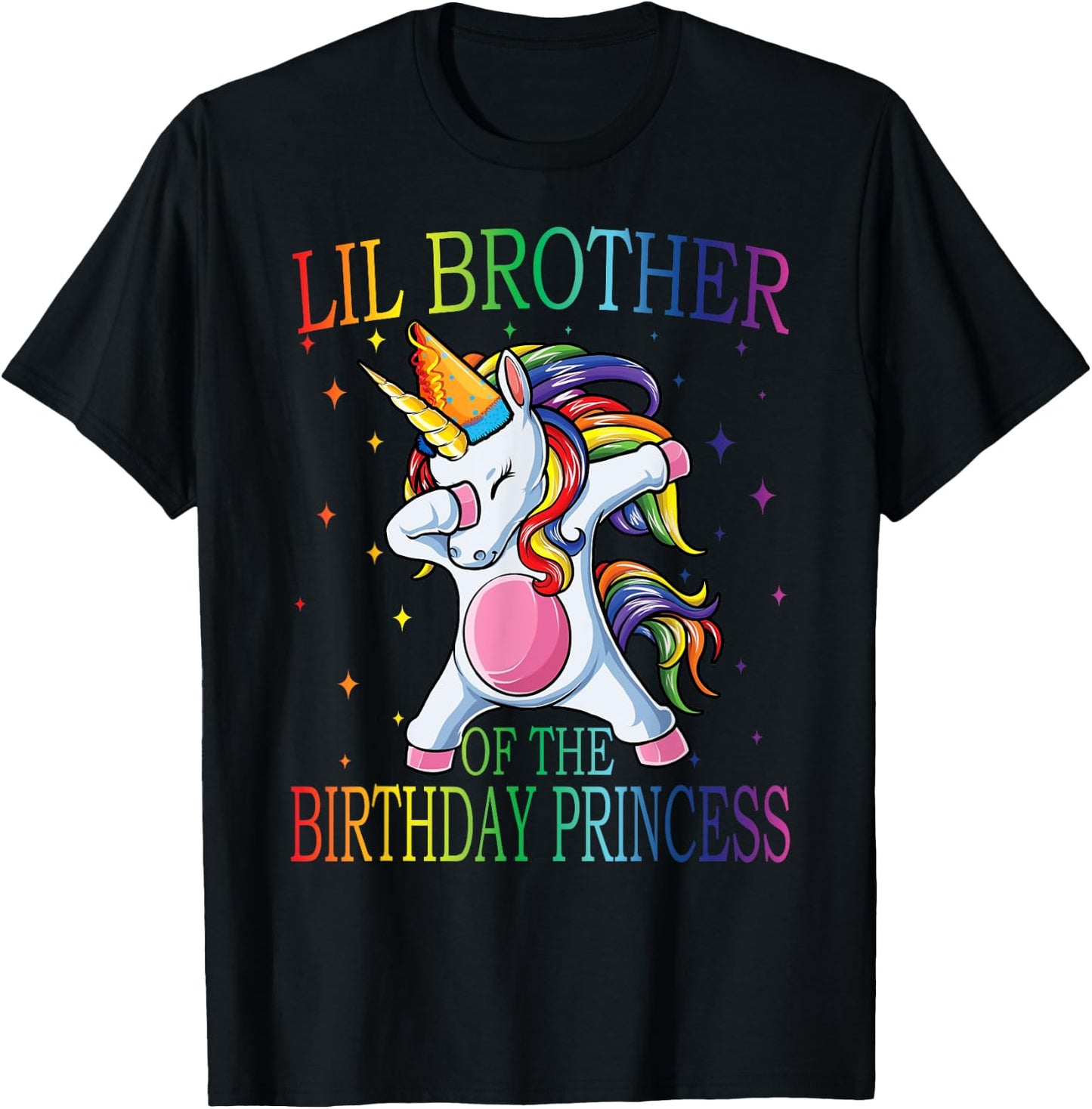 Lil Brother Of The Birthday Princess Unicorn T-Shirt - T-Shirt | Black