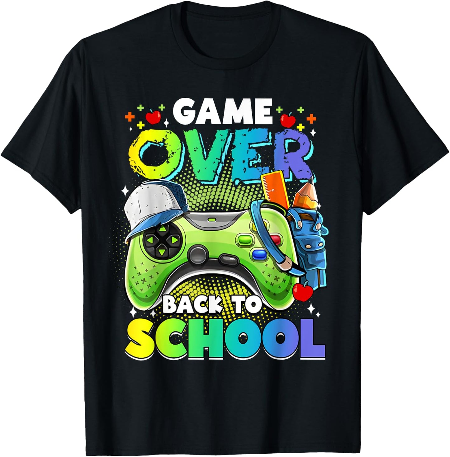 Back To School , Boys, Kids Game Over Back To School T-Shirt - T-Shirt | Black