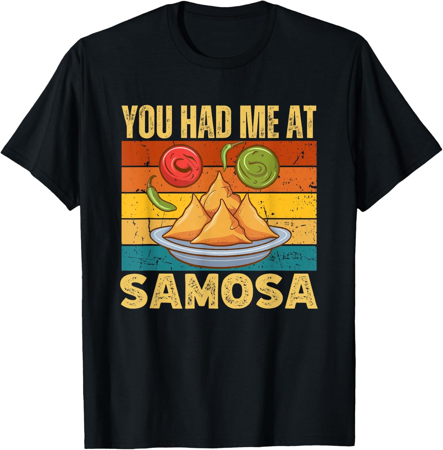 You Had Me At Samosa Funny Vintage Indian Food Lover T-Shirt - T-Shirt | Black