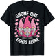 Gnome One Fights Alone Breast Cancer Awareness Pink Ribbon T-Shirt - T-Shirt | Black