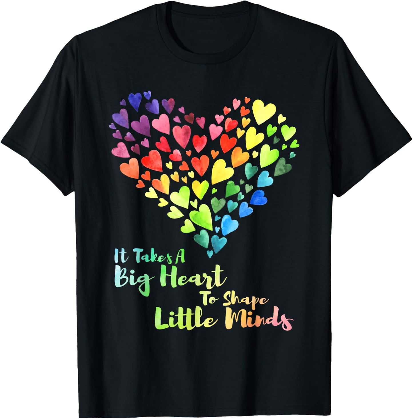 It Takes A Big Heart To Shape Little Minds Teacher Student Men Women Kids T-Shirt - T-Shirt | Black