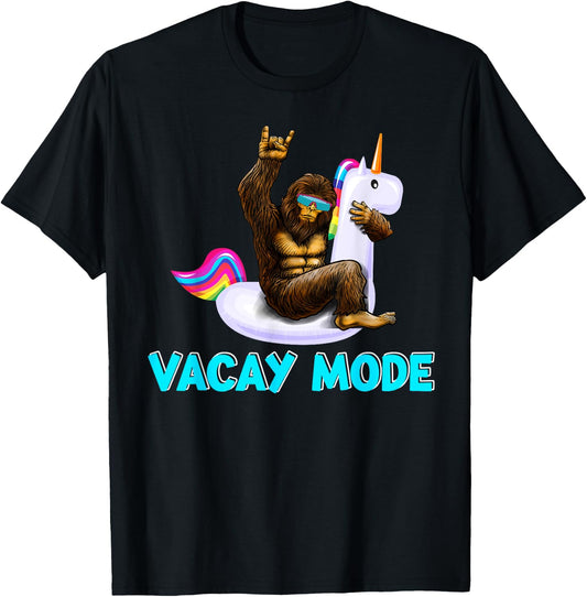 Trendy Vacation Outfit Pool Party Bigfoot Float Vacay Mode T-Shirt - T-Shirt | Black