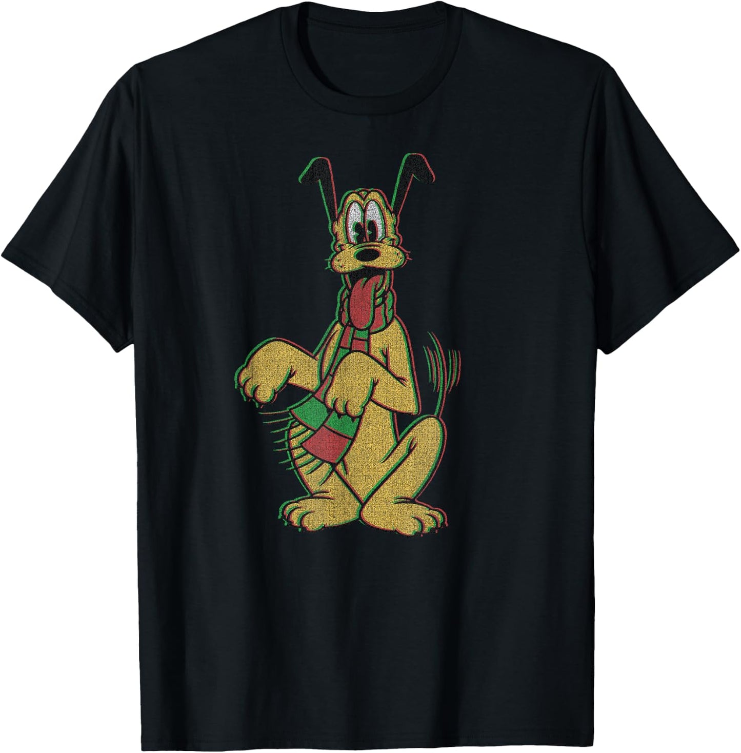Disney Pluto Christmas Style Portrait T-Shirt - T-Shirt | Black