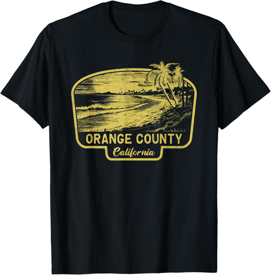 Orange County California Beach Surf Vintage Blue Men Women T-Shirt - T-Shirt | Black
