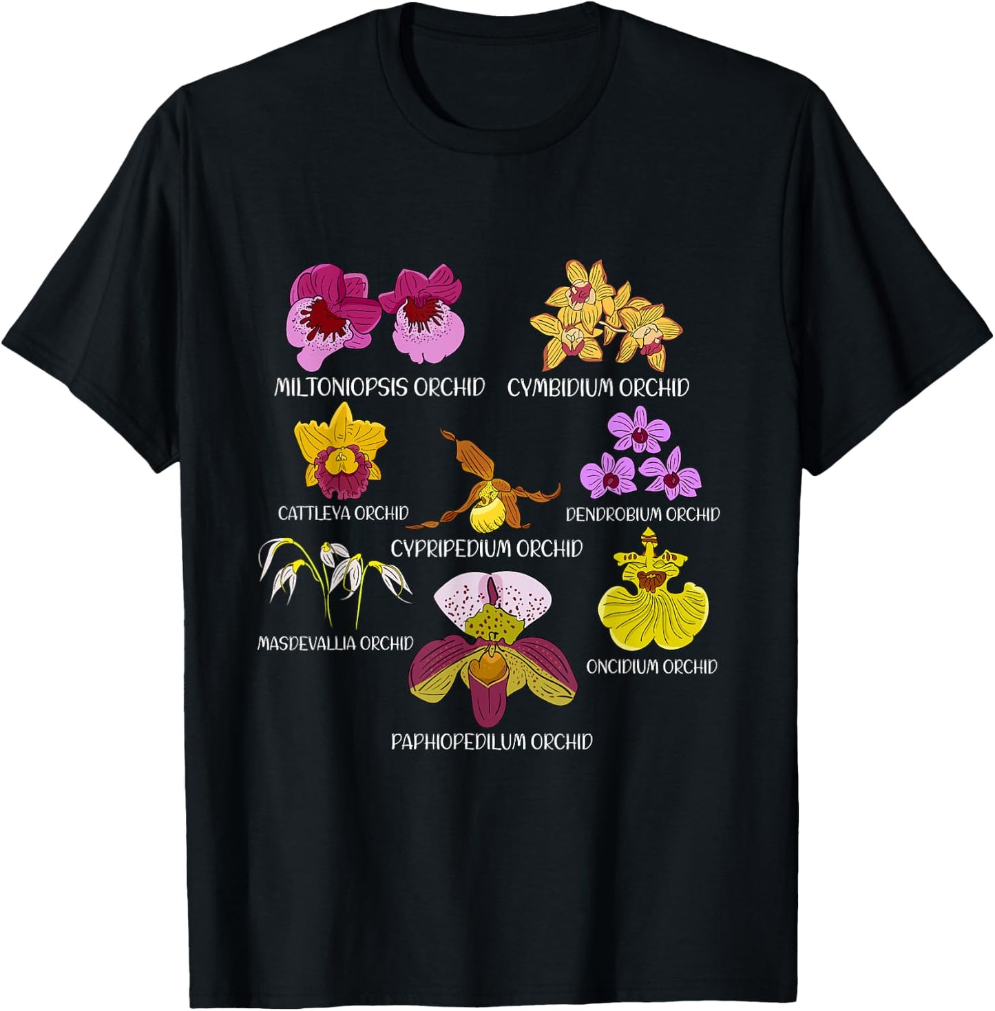Orchid Species Flower Lover Florist Orchids T-Shirt - T-Shirt | Black