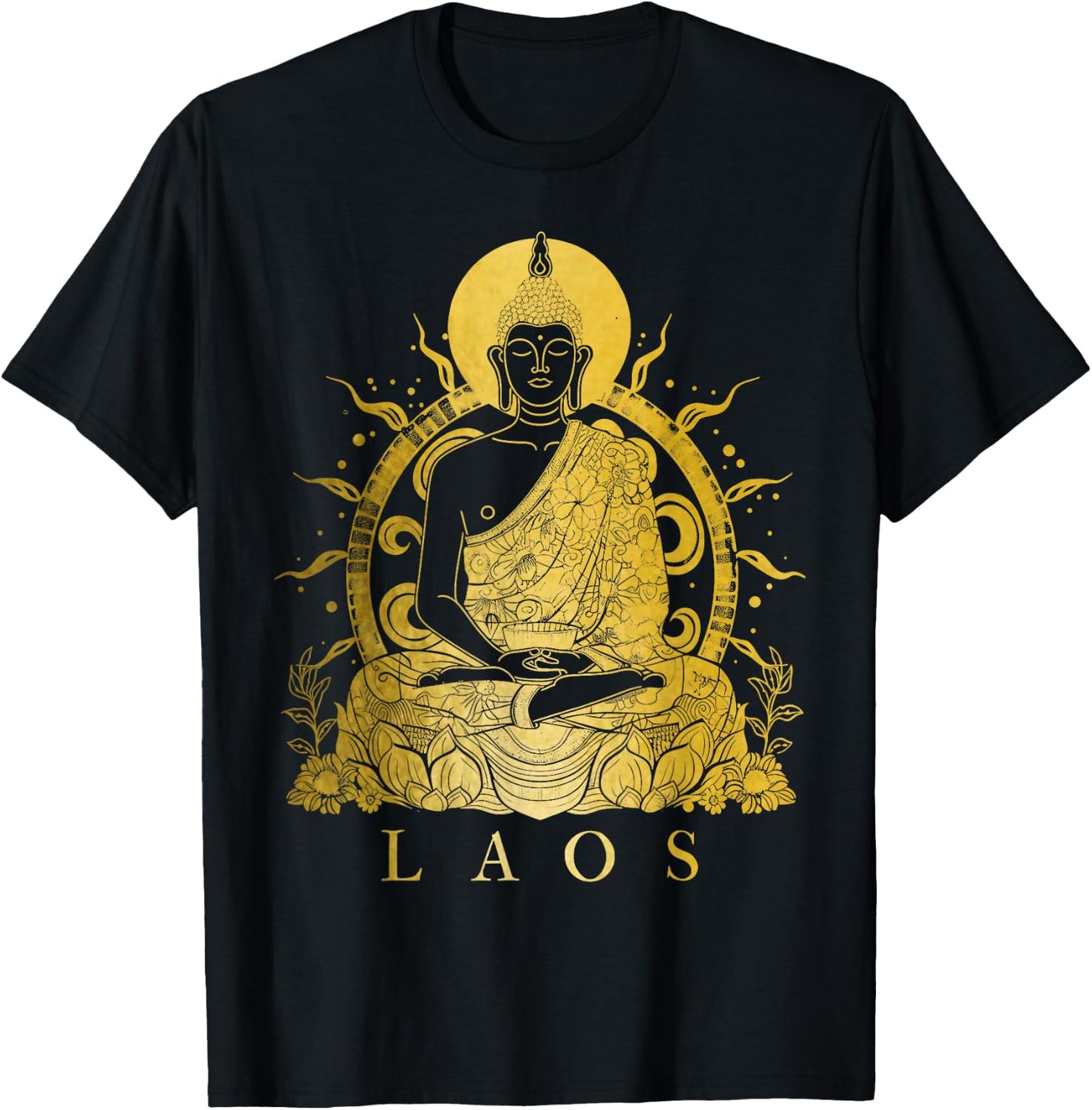 Laos Buddha Vintage Buddhist Souvenir T-Shirt - T-Shirt | Black