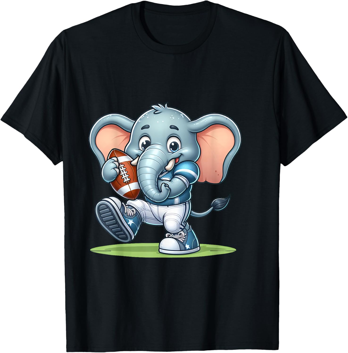 Cute American Football Player Elephant T-Shirt - T-Shirt | Black