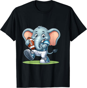 Cute American Football Player Elephant T-Shirt - T-Shirt | Black