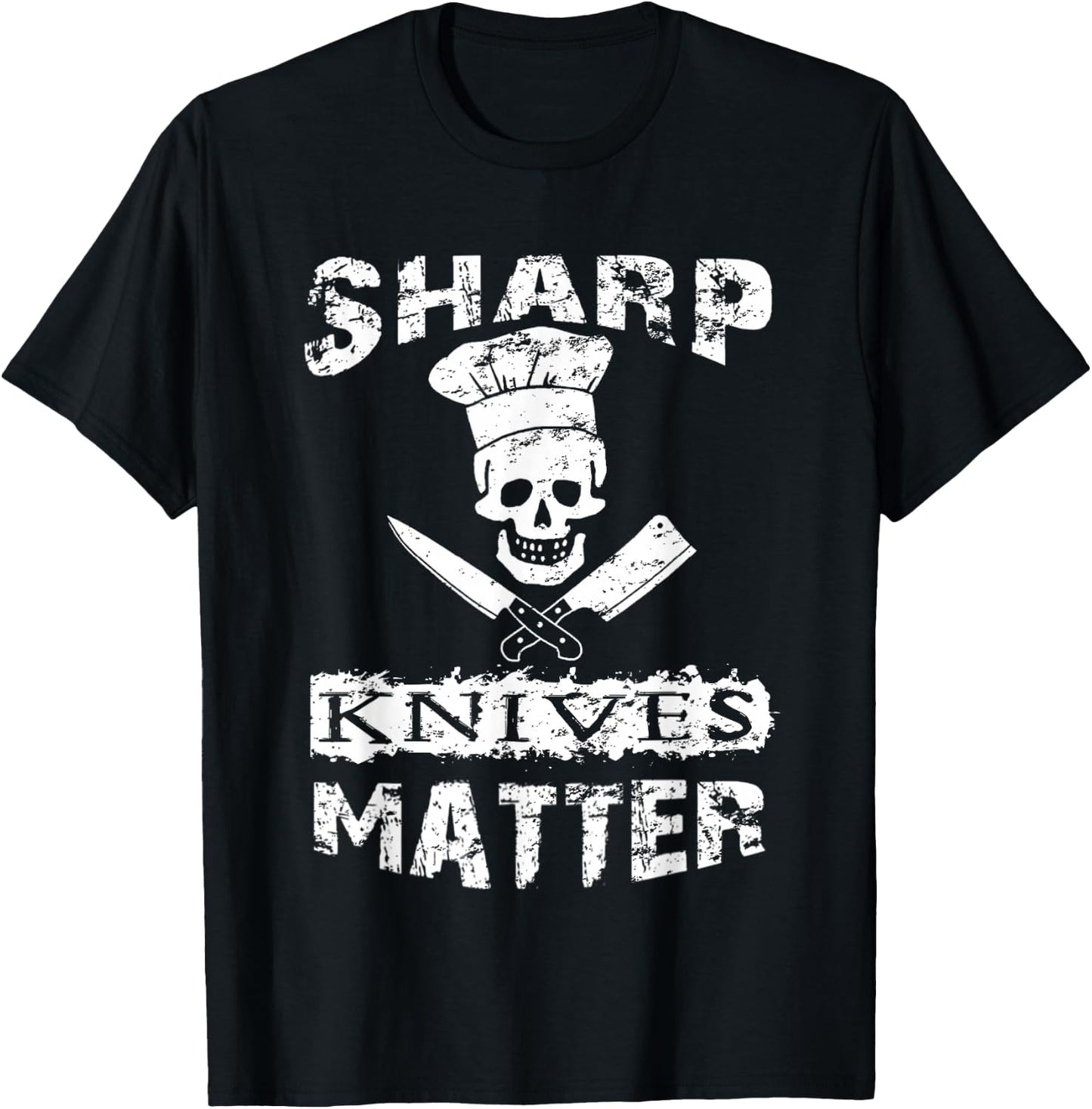 Sharp Knives Matter Chef Skull With Knives T-Shirt - T-Shirt | Black