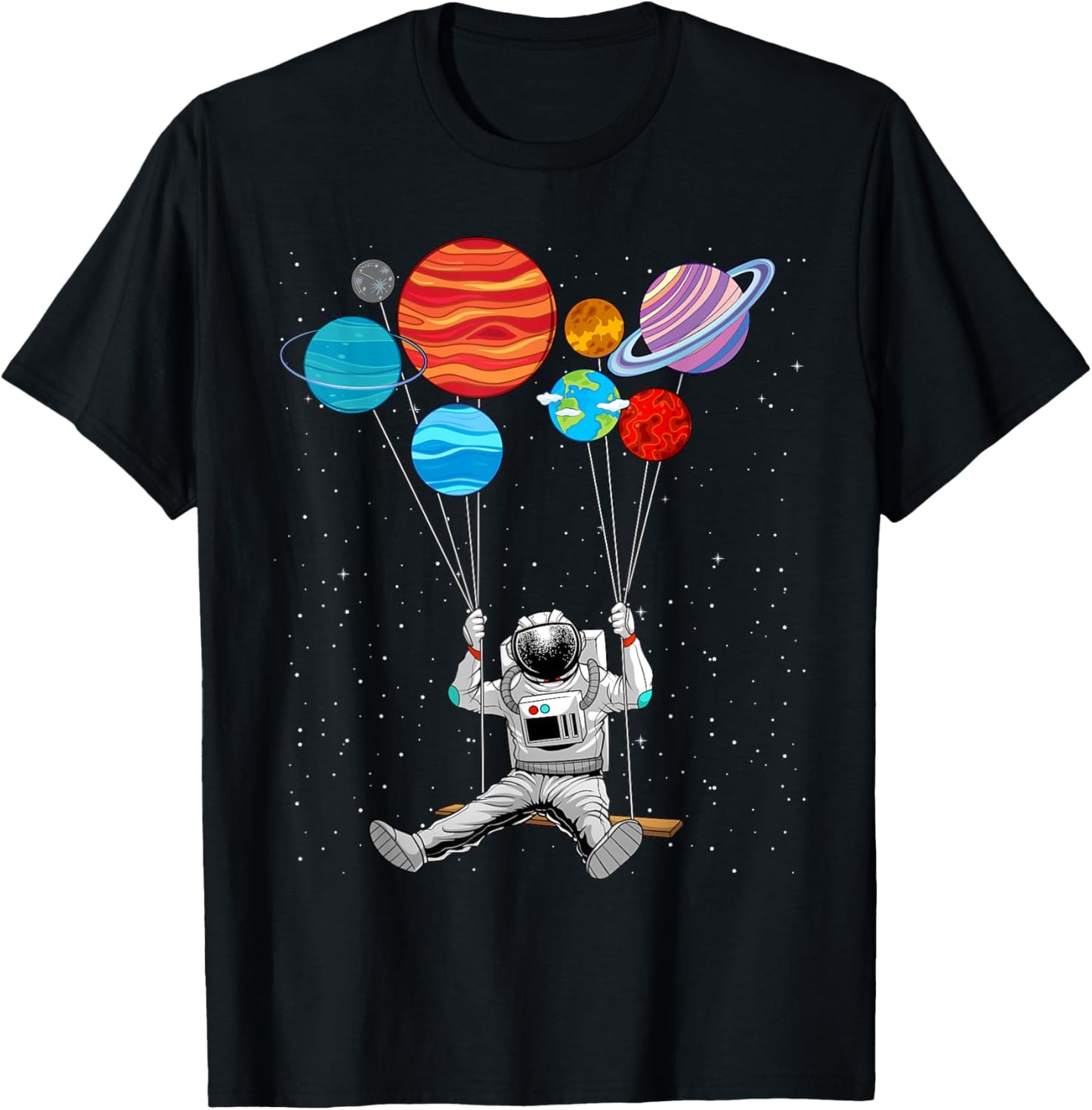 Space Themed Women Outer Space Moon Galaxy Astronaut T-Shirt - T-Shirt | Black