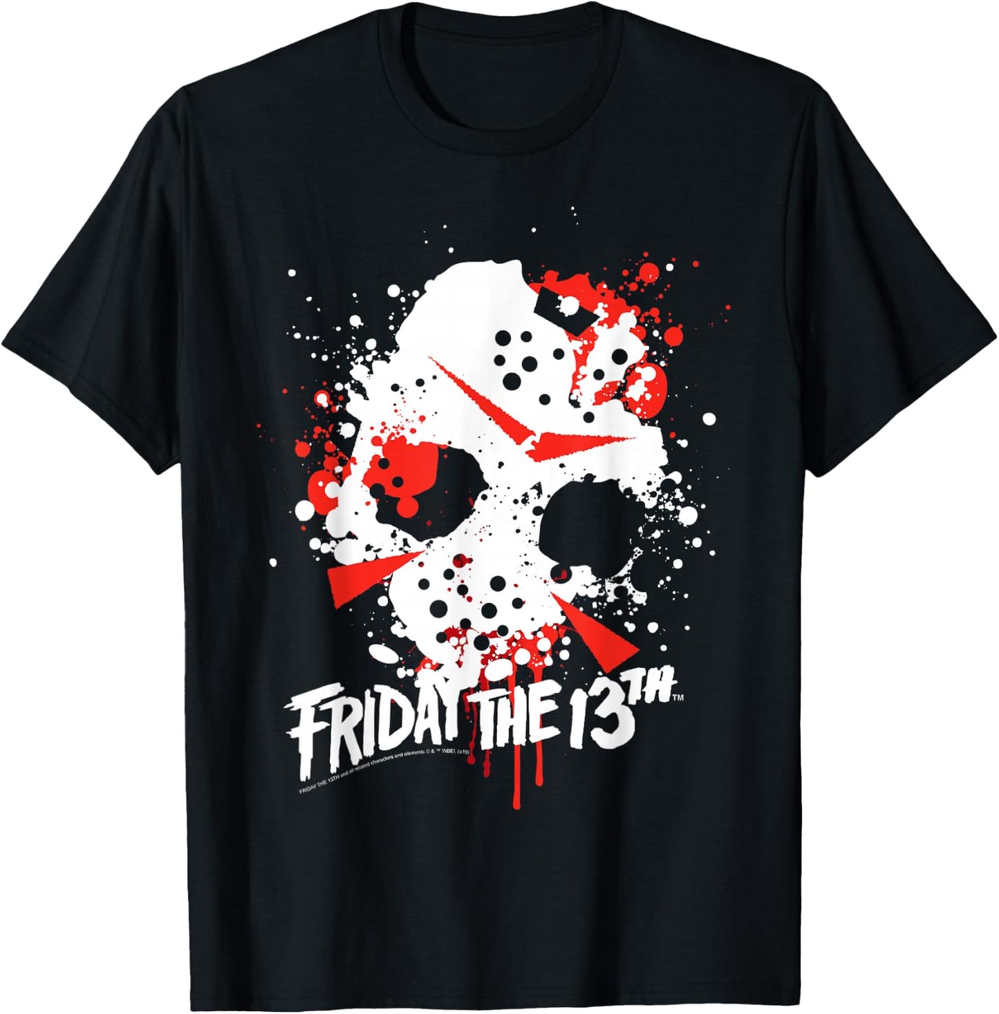 Friday The 13th Jason Blood Splatter Mask T-Shirt - T-Shirt | Black