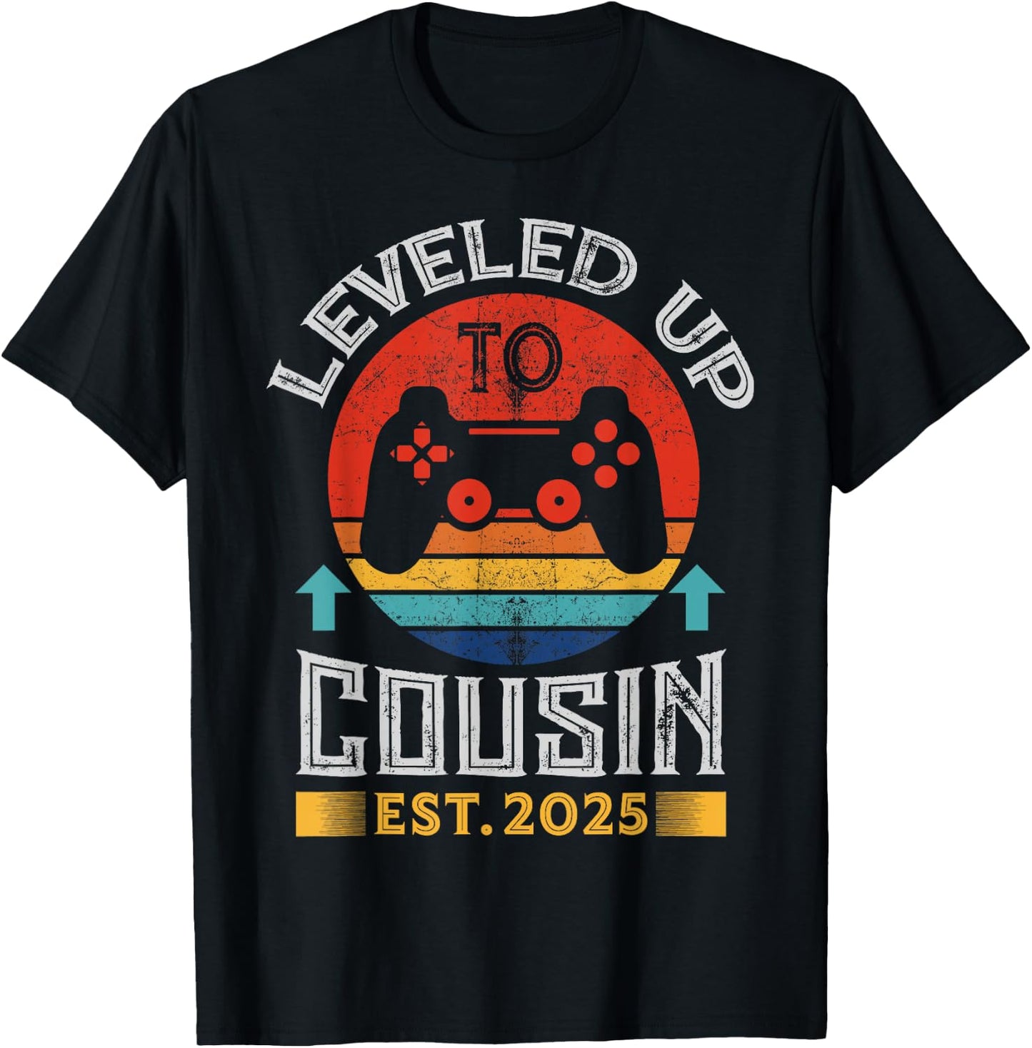 Promoted to Cousin 2025 Leveling Up to Big Cousin 2025 Gamer T-Shirt - T-Shirt | Black