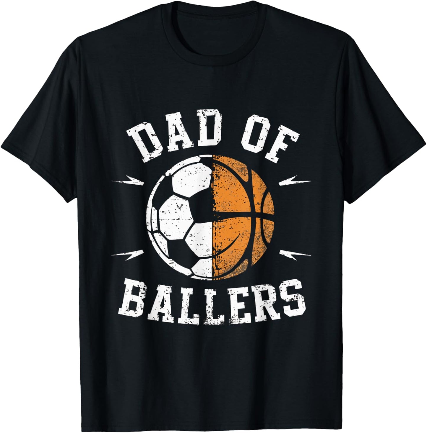 Dad of Ballers Basketball Soccer Ball Fathers Day Coach T-Shirt - T-Shirt | Black