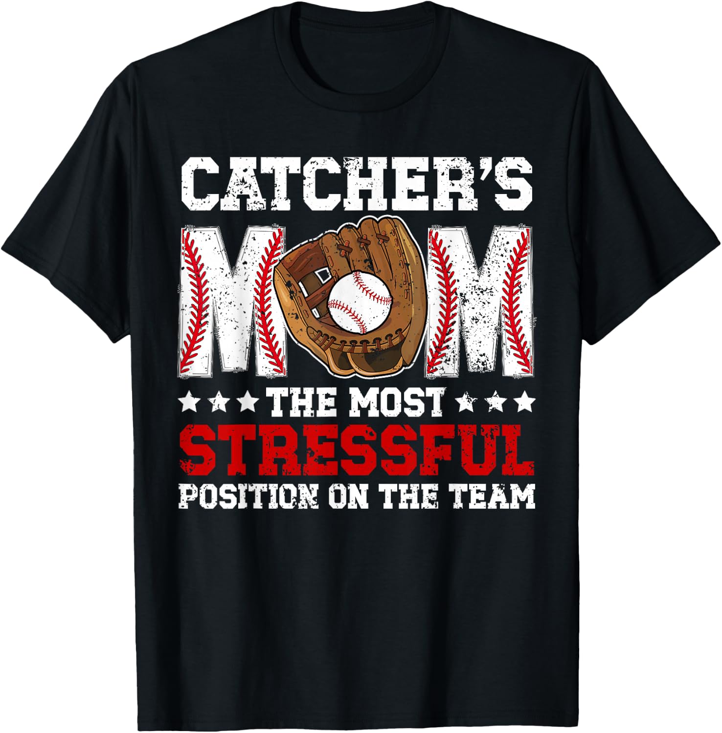 Catcher's Mom Baseball Catcher Mom Baseball Catcher Mama T-Shirt - T-Shirt | Black