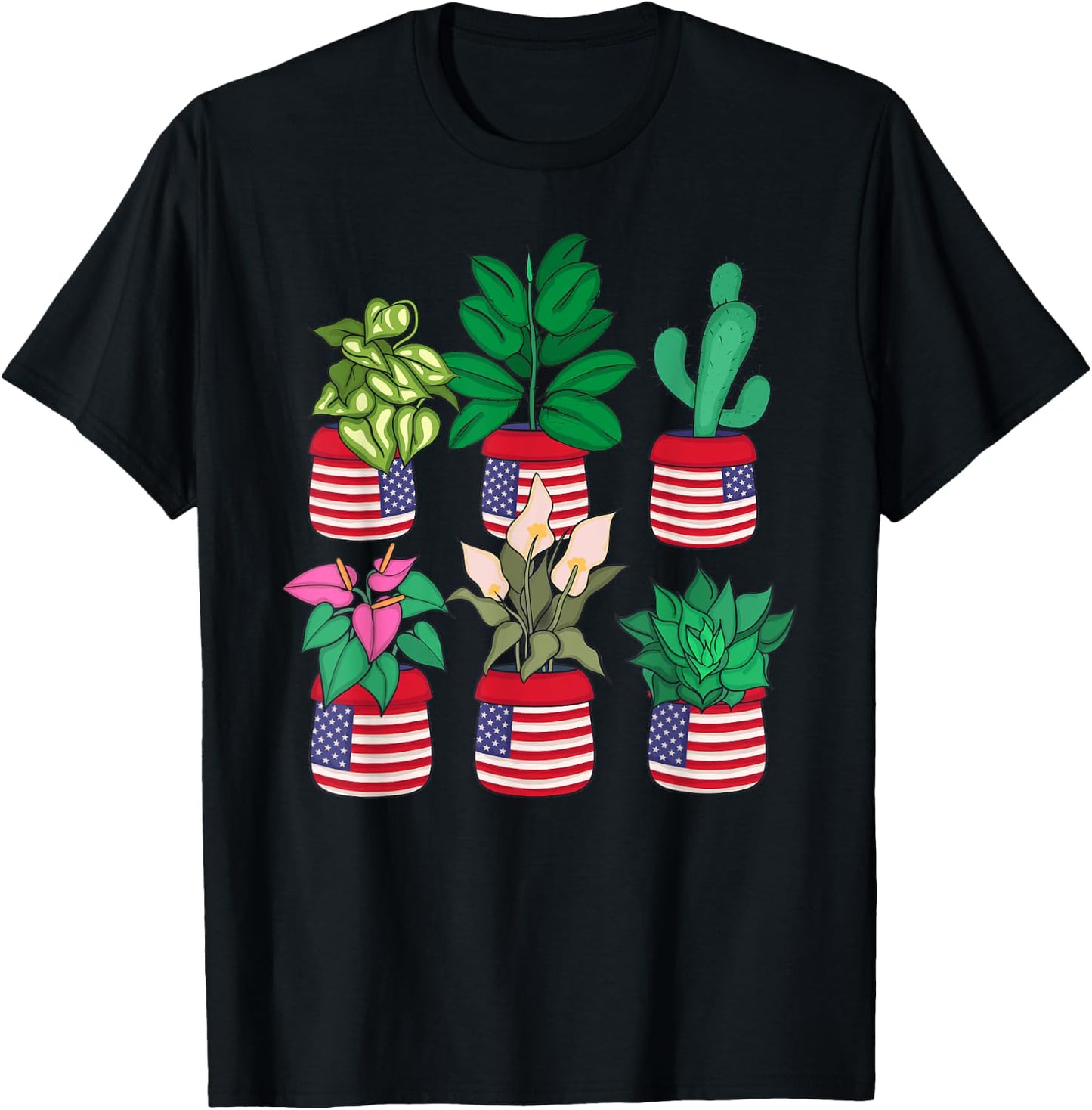 Plant Lover 4th Of July Women Florist Plants T-Shirt - T-Shirt | Black