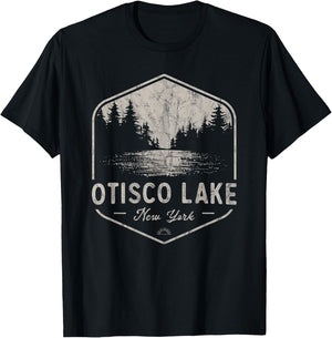 Otisco Lake New York Outdoors Vintage T-Shirt - T-Shirt | Black
