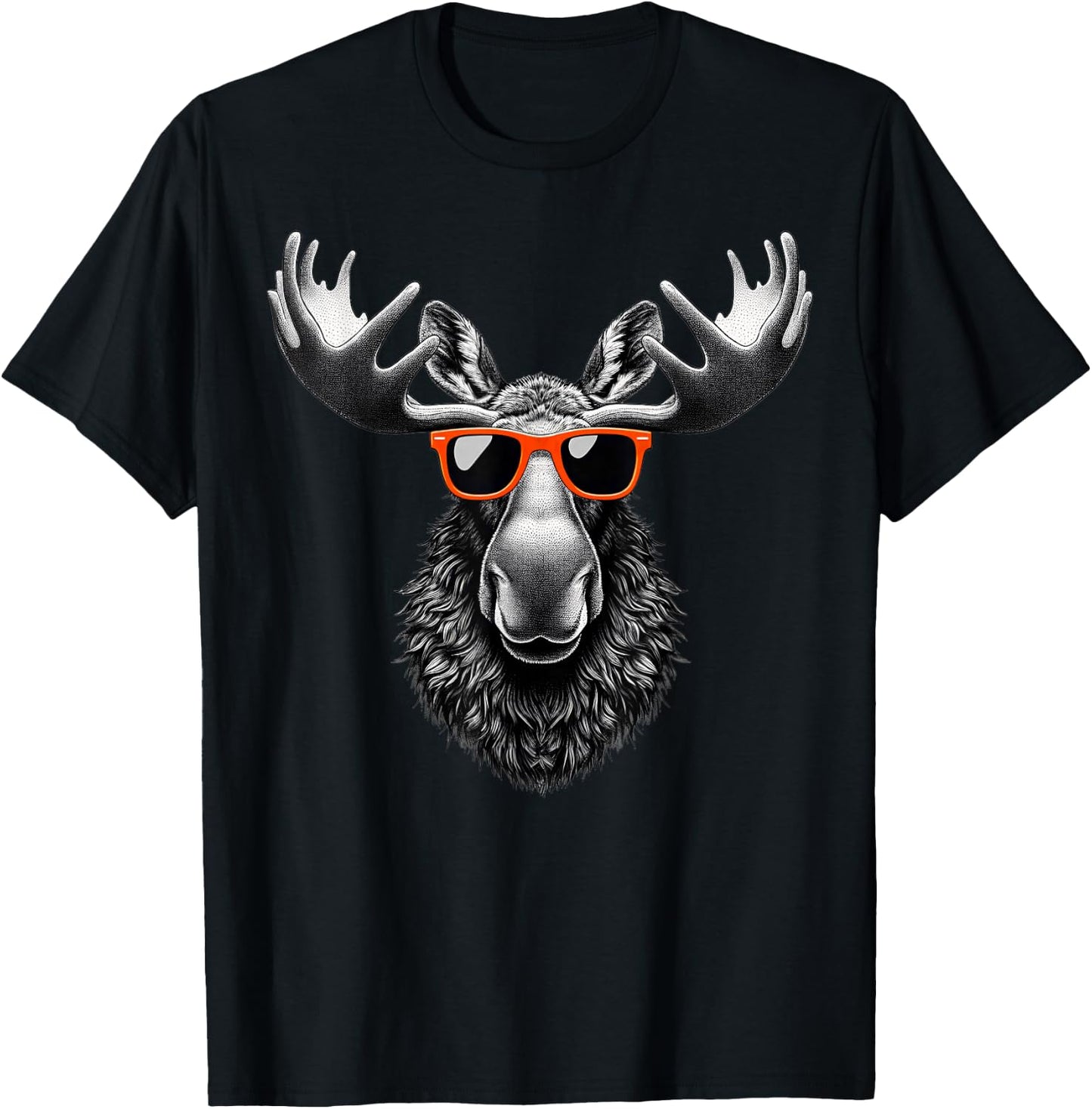 Cool Moose Wearing Sunglasses Graphic Art T-Shirt - T-Shirt | Black