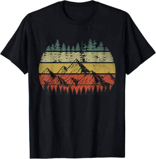 Wildlife Trees Outdoors Nature Retro Forest T-Shirt - T-Shirt | Black