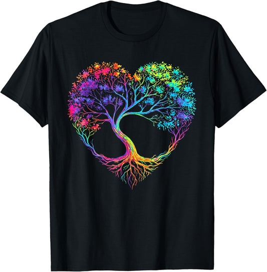 Rainbow LGBTQ Tree Gay Pride Ally Lesbian Men Women Kids T-Shirt - T-Shirt | Black