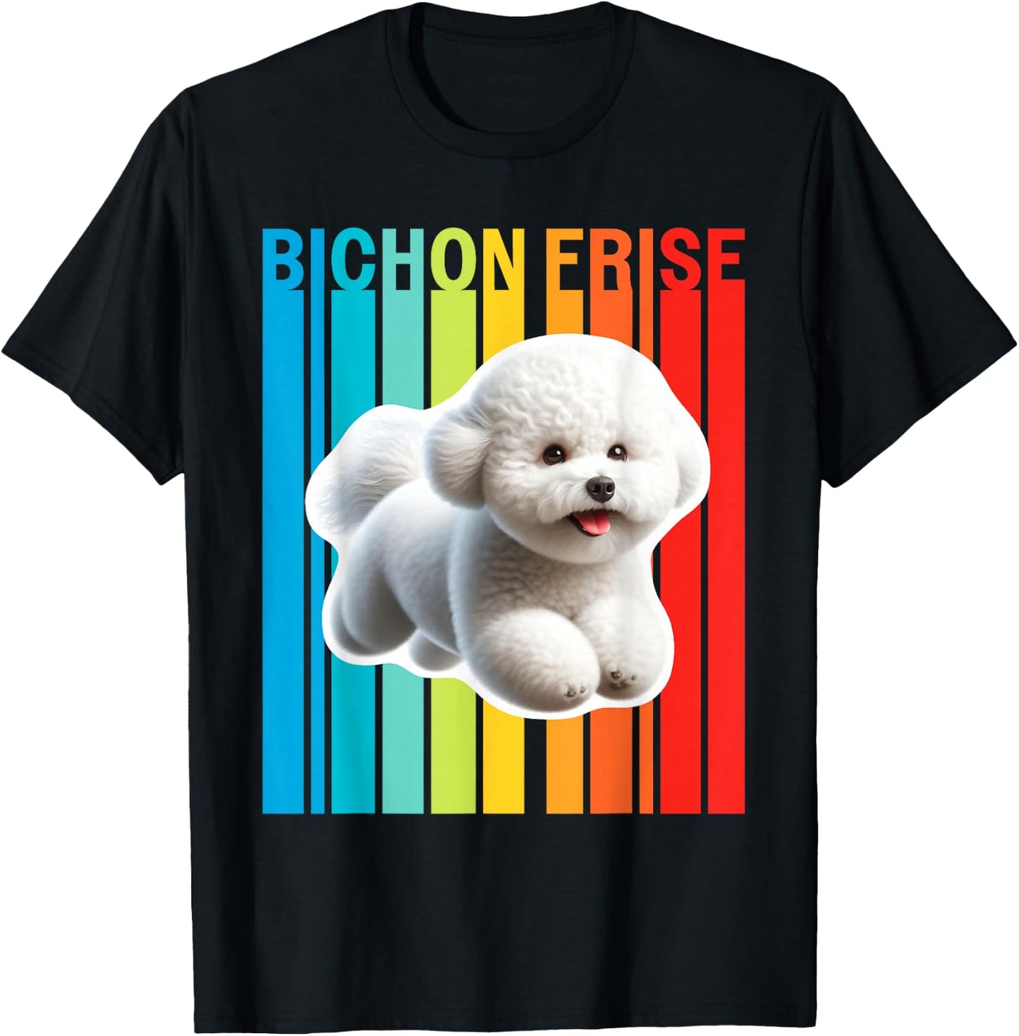 Colorful Bichon Frise T-Shirt - T-Shirt | Black