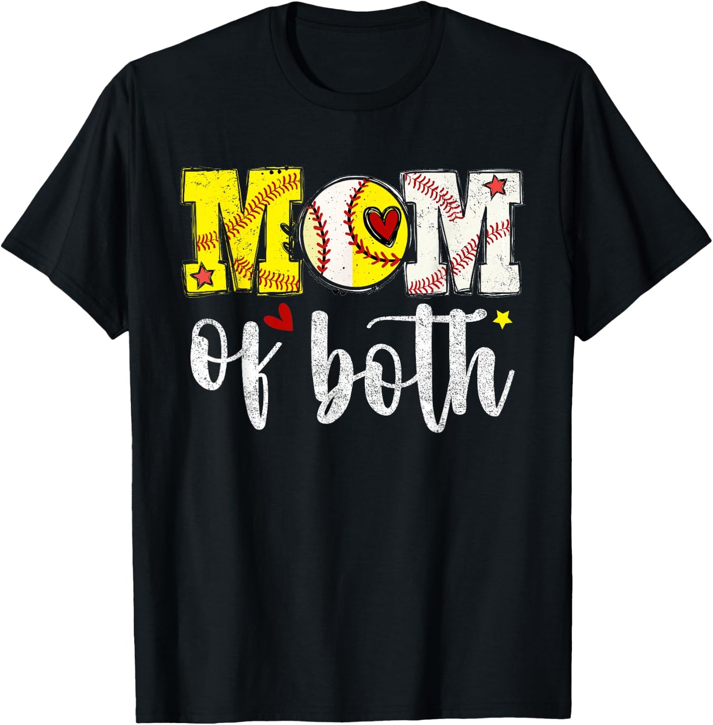 Mothers Day mom of Both Baseball Softball T-Shirt - T-Shirt | Black