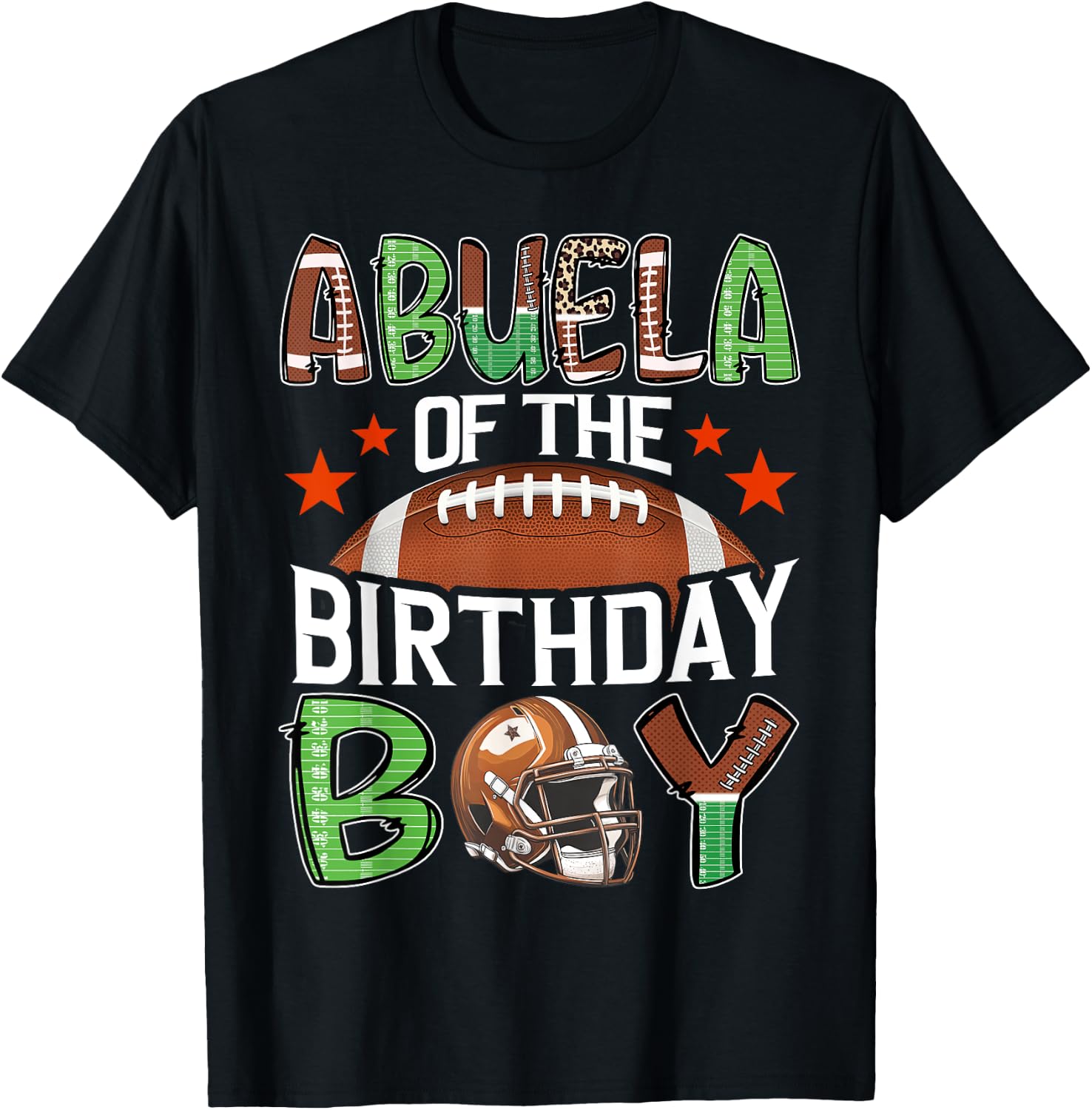 Abuela Of The Birthday Boy Game Day Football T-Shirt - T-Shirt | Black